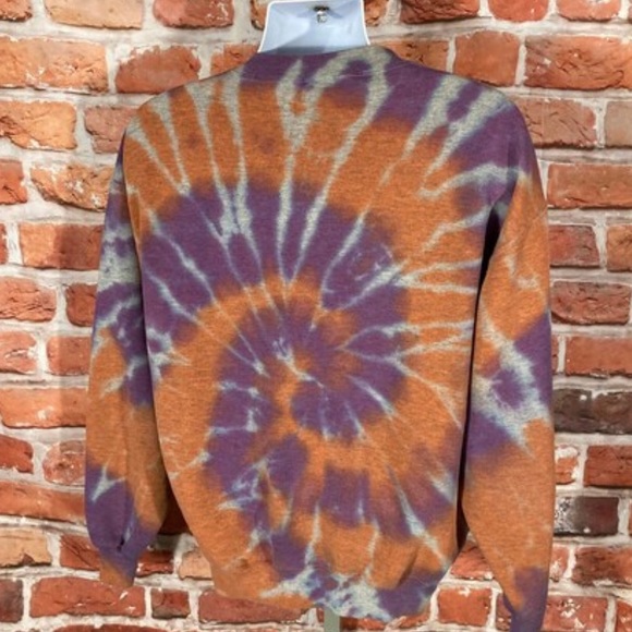 vintage tie dye reworked Russell Athletic sweatshirt L purple orange crewneck - Picture 4 of 7